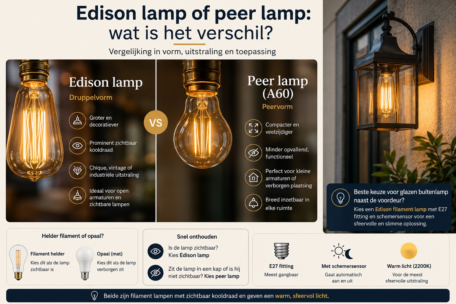Edison lamp of peertje: wat is het verschil?