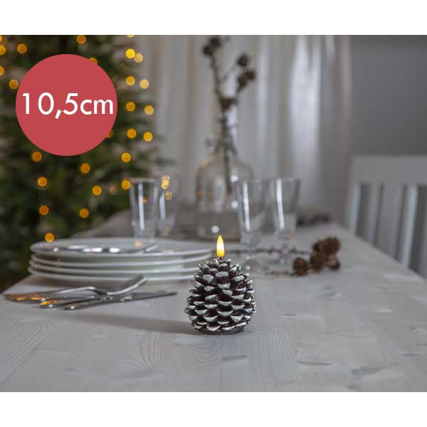 Dennenappel met LED verlichting -10,5cm -lichtkleur: Warm Wit -Werkt op batterijen -Met timer functie -Kerstdecoratie