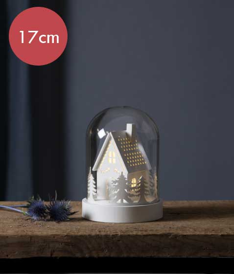 Kerst decoratie kupol 17cm -lichtkleur: Warm Wit -Werkt op batterijen -Met timer functie -Kerstdecoratie