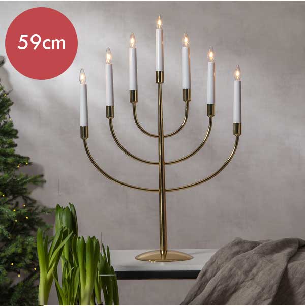 Bronzen kandelaar met LED verlichting -59cm -lichtkleur: Warm Wit -met stekker -Kerstdecoratie