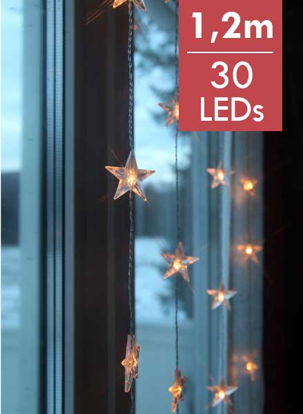 LED Ster gordijn -120cm -lichtkleur: Warm Wit -met stekker -Kerstdecoratie