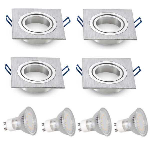 LED inbouwspot - GU10  | Zilver (set van 4 stuks)
