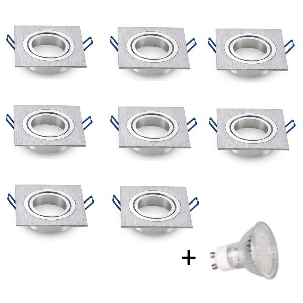 LED inbouwspot - GU10  | Zilver (set van 8 stuks)