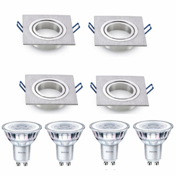 LED inbouwspot - GU10 dimbaar  | Zilver (set van 4 stuks)