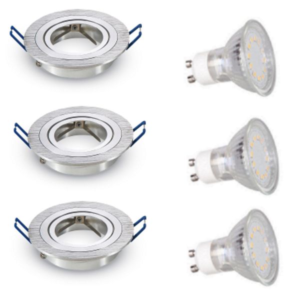 LED inbouwspot - GU10  | Zilver (set van 3 stuks)