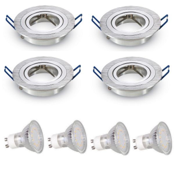 LED inbouwspot - GU10  | Zilver (set van 4 stuks)