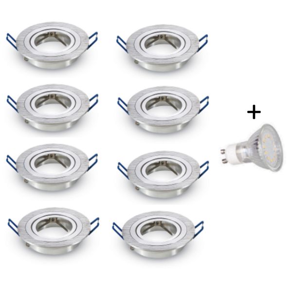 LED inbouwspot - GU10  | Zilver (set van 8 stuks)