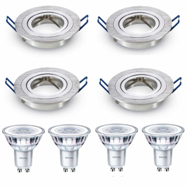 LED inbouwspot - GU10 dimbaar  | Zilver (set van 4 stuks)