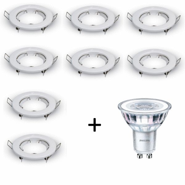 Philips LED inbouwspot - GU10  dimbaar | Wit (set van 8 stuks)