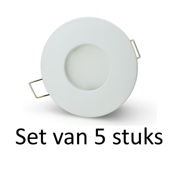 Badkamer inbouwspots Wit rond | 3W warm wit | Set van 5 stuks