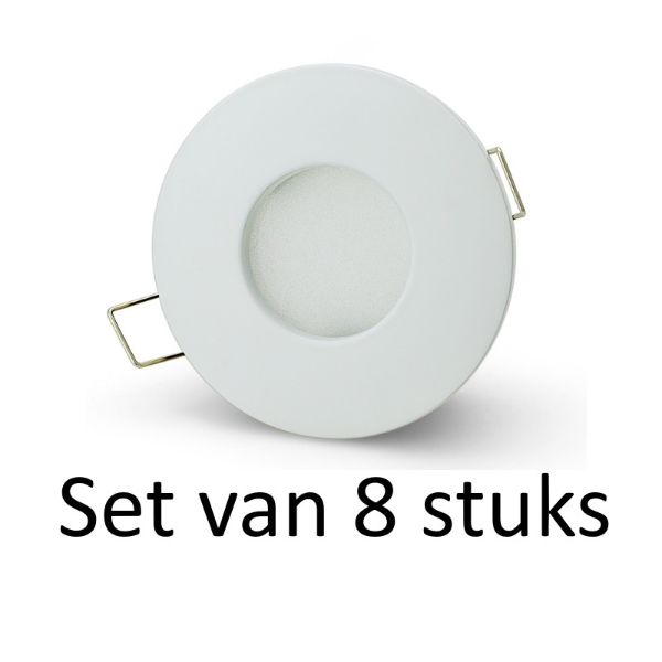 Badkamer inbouwspots Wit rond | 3W warm wit | Set van 8 stuks