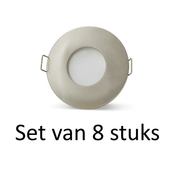 Badkamer inbouwspots Zilver rond | 3W warm wit | Set van 8 stuks