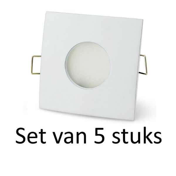 Badkamer inbouwspots Wit vierkant | 3W warm wit | Set van 5 stuks