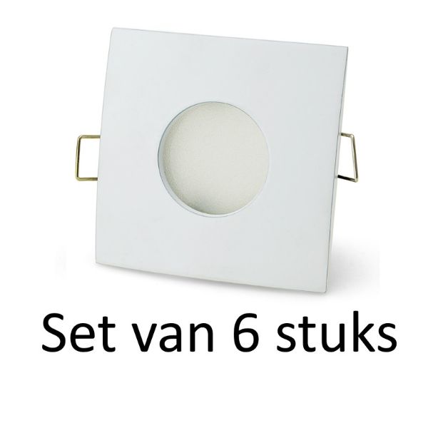 Badkamer inbouwspots Wit vierkant | 3W warm wit | Set van 6 stuks