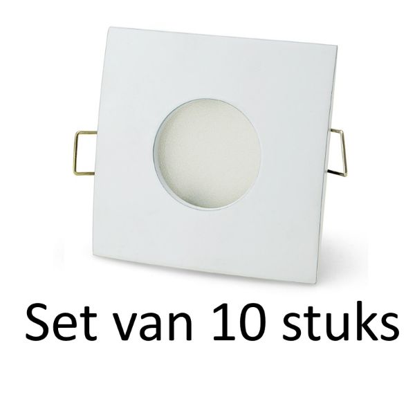 Badkamer inbouwspots Wit vierkant | 3W warm wit | Set van 10 stuks