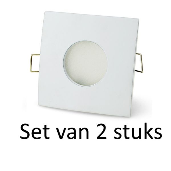Dimbare Philips badkamer inbouwspots Wit vierkant | 5W Warm wit | Set van 2 stuks Dimbare Philips badkamer inbouwspots Wit vierkant | 5W Warm wit | Set van 2 stuks