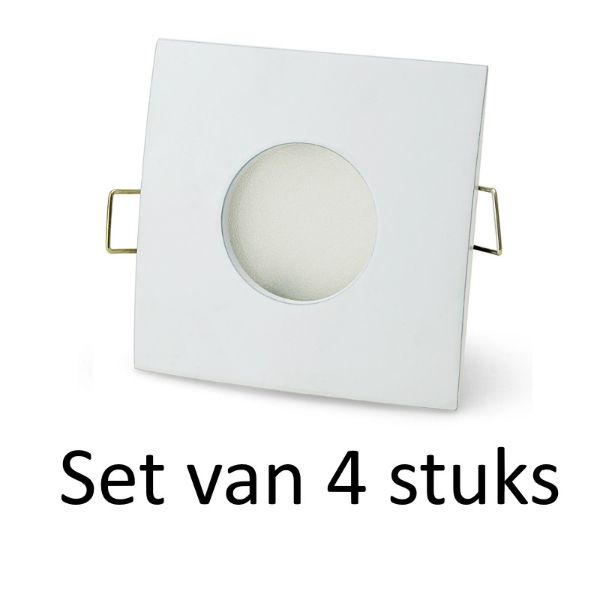 Dimbare Philips badkamer inbouwspots Wit vierkant | 5W Warm wit | Set van 4 stuks