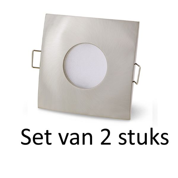 Badkamer inbouwspots Zilver vierkant | 3W warm wit | Set van 2 stuks