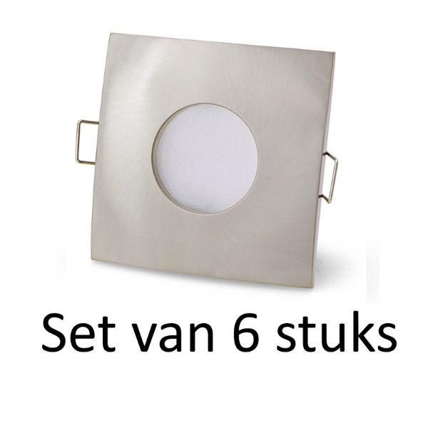 Dimbare Philips badkamer inbouwspots Zilver vierkant | 5W Warm wit | Set van 6 stuks