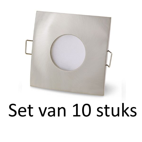 Dimbare Philips badkamer inbouwspots Zilver vierkant | 5W Warm wit | Set van 10 stuks