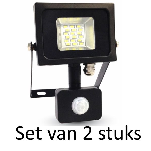 LED Bouwlamp 10W met sensor - Natuurlijk Wit | Slimline (set van 2 stuks)