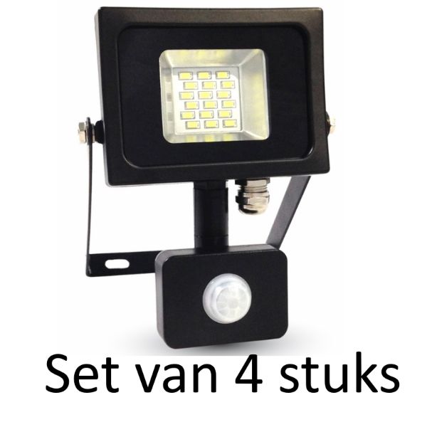 LED Bouwlamp 10W met sensor - Natuurlijk Wit | Slimline (set van 4 stuks)