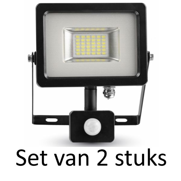 Slimline LED Bouwlamp 20W - Warm wit | Met PIR sensor (set van 2 stuks)