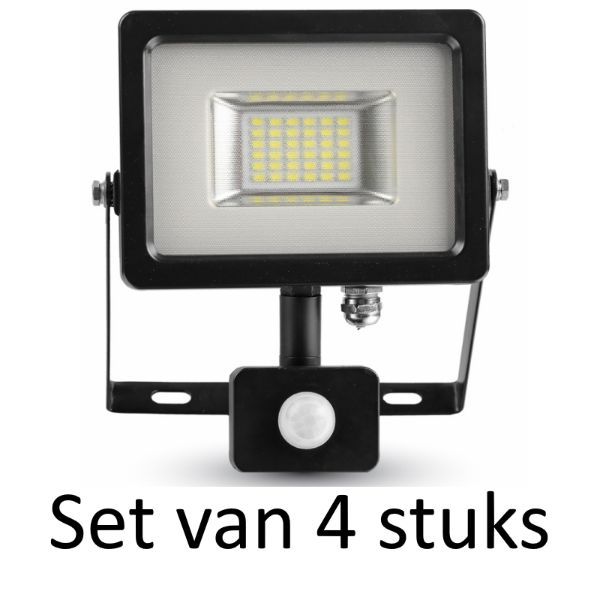 Slimline LED Bouwlamp 20W - Warm wit | Met PIR sensor (set van 4 stuks)