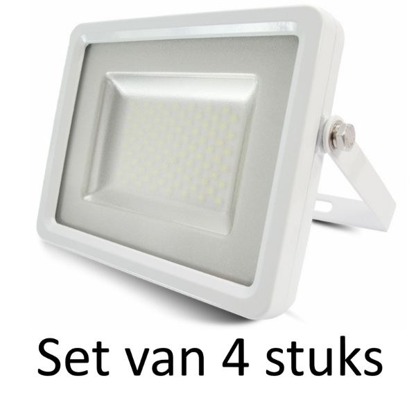 LED Bouwlamp 50W - Natuurlijk Wit | Slimline (Set van 4 stuks)