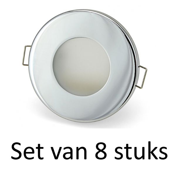 Dimbare Phillips 4W GU10 Badkamer inbouwspots Zilver rond | Extra warm wit (Set van 8 stuks)