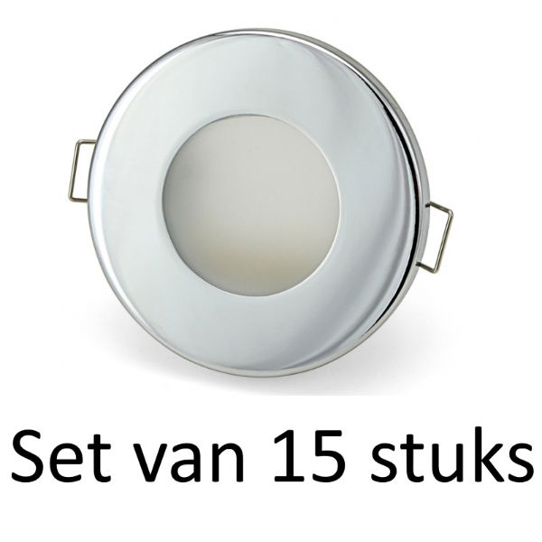 Dimbare Phillips 4W GU10 Badkamer inbouwspots Zilver rond | Extra warm wit (Set van 15 stuks)