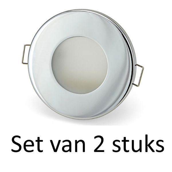 Dimbare Phillips 5W GU10 Badkamer inbouwspots Zilver rond | Extra warm wit (Set van 2 stuks)