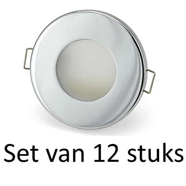 Dimbare Phillips 5W GU10 Badkamer inbouwspots Zilver rond | Extra warm wit (Set van 12 stuks)