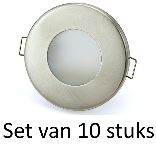 3W GU10 badkamer inbouwspot Zilver mat rond | Warm wit | Set van 10 stuks