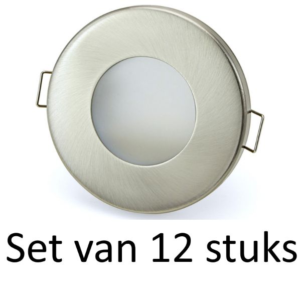 3W GU10 badkamer inbouwspot Zilver mat rond | Warm wit | Set van 12 stuks