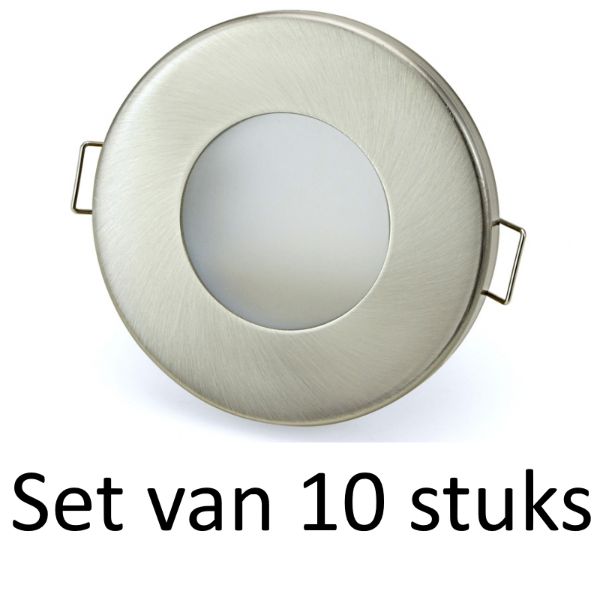 Dimbare Phillips 5W GU10 inbouwspot Zilver mat rond | Extra warm wit | Set van 10 stuks