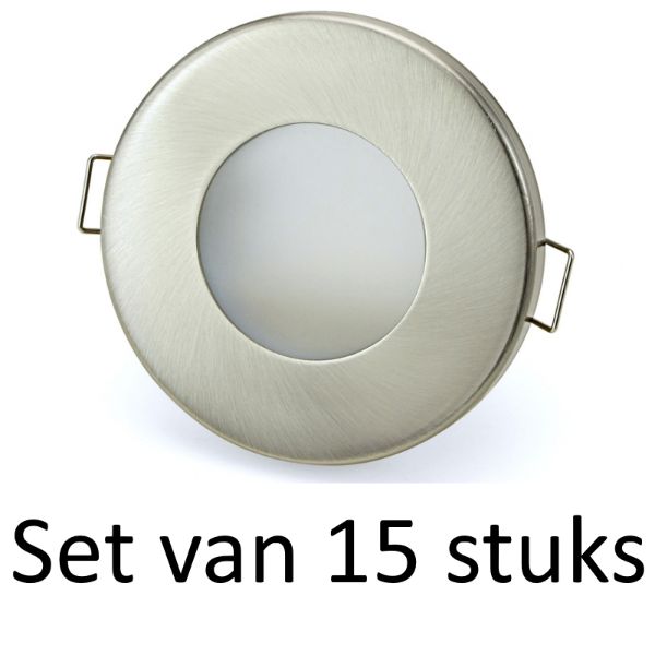 Dimbare Phillips 5W GU10 inbouwspot Zilver mat rond | Extra warm wit | Set van 15 stuks