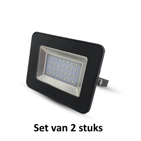 10W LED Bouwlamp| Zwart |3000K (Warm Wit)|vervangt 50W halogeen|Set van 2