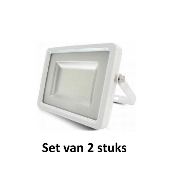 10W LED Bouwlamp| Wit |3000K (Warm Wit)|vervangt 50W halogeen|Set van 2