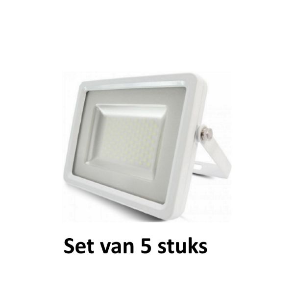 10W LED Bouwlamp| Wit |3000K (Warm Wit)|vervangt 50W halogeen|Set van 5
