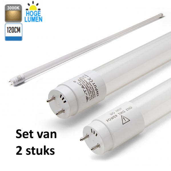 LED Buis High Lumen 120CM 3000K |Warm Wit | set van 2 stuks