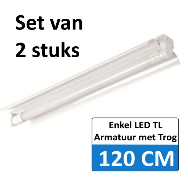 LED Buis  armatuur met Trog 120cm - Enkel | Set van 2