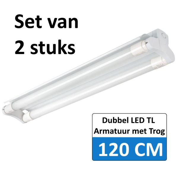 LED Buis  armatuur met Trog 120cm - Dubbel | Set van 2