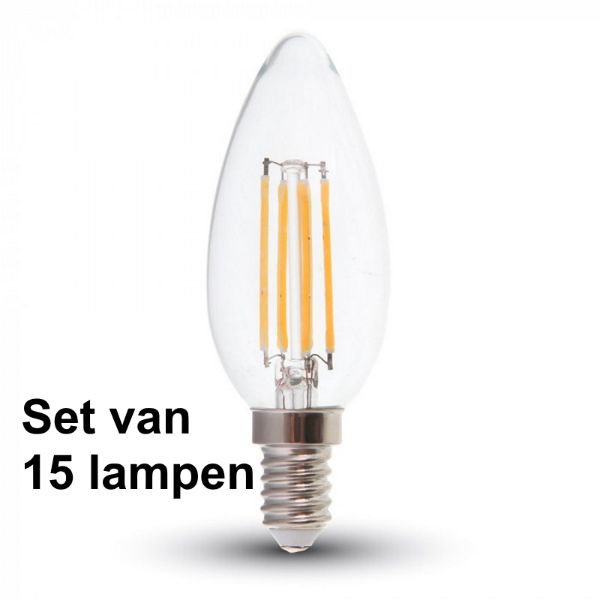 4W E14 Kaars - Extra warm wit - (2700K) - Dimbaar -Set van 15 stuks 4W E14 Kaars - Extra warm wit - (2700K) - Dimbaar -Set van 15 stuks