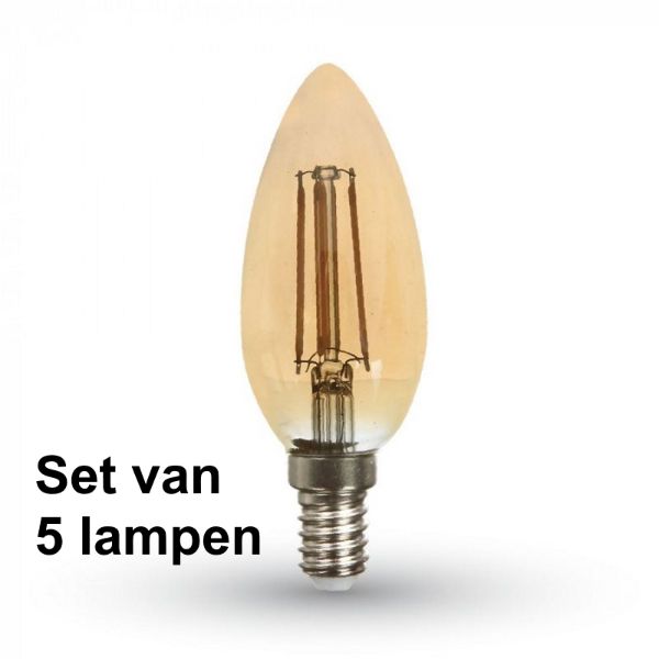 4W E14 Kaars - Super warm wit - (2200K) - Set van 5 stuks