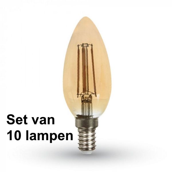 4W E14 Kaars - Super warm wit - (2200K) - Set van 10 stuks