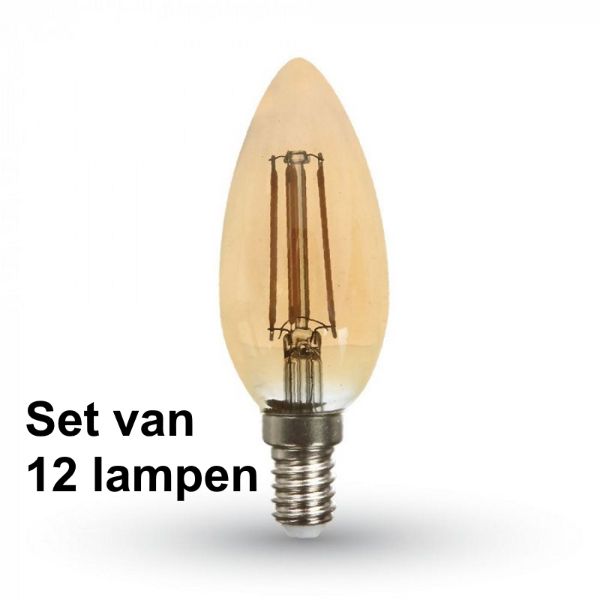 4W E14 Kaars - Super warm wit - (2200K) - Set van 12 stuks