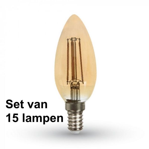 4W E14 Kaars - Super warm wit - (2200K) - Set van 15 stuks