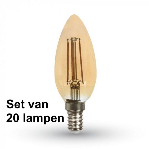 4W E14 Kaars - Super warm wit - (2200K) - Set van 20 stuks