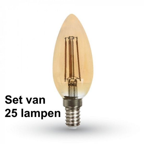 4W E14 Kaars - Super warm wit - (2200K) - Set van 25 stuks
